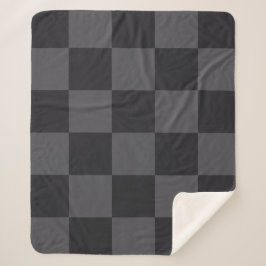 ダークモダンクロアチアブラックグレ市松模様にー シェルパブランケット