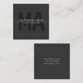 ダークモダングはっきりしたレーホワイト文字 スクエア名刺 (正面/裏面)