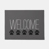 ダークモダンググレー歓迎ファミリー犬の足 ドアマット (正面)