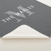 ダークモダングスタイリッシュ・グレイ・モノグラムと名前 シェルパブランケット (3/4)