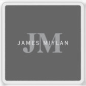 ダークモダングスタイリッシュ・グレイ・モノグラムと名前 シール (正面)