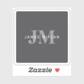 ダークモダングスタイリッシュ・グレイ・モノグラムと名前 シール (シート)