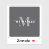 ダークモダングスタイリッシュ・グレイ・モノグラムと名前 シール (シート)