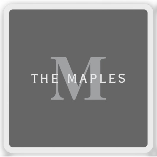 ダークモダングスタイリッシュ・グレイ・モノグラムと名前 シール (正面)