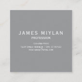 ダークモダングスタイリッシュ・グレイ・モノグラムと名前 スクエア名刺 (裏面)