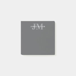 ダークモダングスタイリッシュ・グレイ・モノグラムと名前 ポストイット