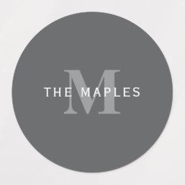 ダークモダングスタイリッシュ・グレイ・モノグラムと名前 ラベル