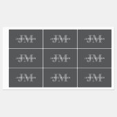 ダークモダングスタイリッシュ・グレイ・モノグラムと名前 ラベル (シート)