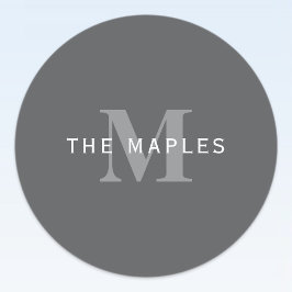 ダークモダングスタイリッシュ・グレイ・モノグラムと名前 ラベル