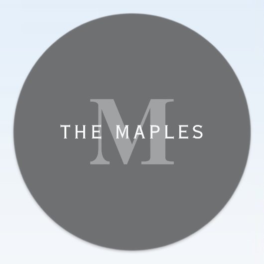 ダークモダングスタイリッシュ・グレイ・モノグラムと名前 ラベル