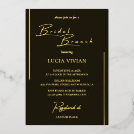 ダークモダングリーンカリグラフィーブライダルブランチ 箔招待状