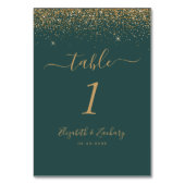 ダークモダングリーン金ゴールドグリッター結婚エッジ テーブルナンバー (正面)