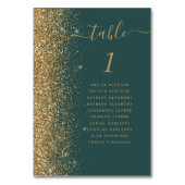 ダークモダングリーン金ゴールド結婚グリッター テーブルナンバー (裏面)