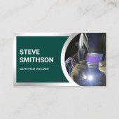 ダークモダングリーン鋼溶接機 名刺 (正面)