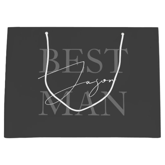 ダークモダングレイ花婿介添人提案抱き枕 ラージペーパーバッグ (正面)