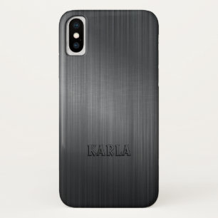 ダークモダングレイ金属質感触図 iPhone X ケース