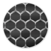 ダークモダングレーとシルバーグレーの八角形パターン セラミックノブ (正面)