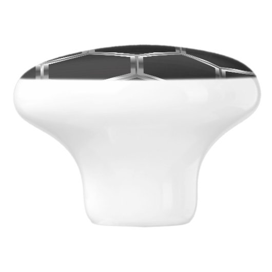 ダークモダングレーとシルバーグレーの八角形パターン セラミックノブ (側面)