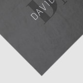 ダークモダングレーと黒の編集可能な名前とモノグラム 薄葉紙 (詳細)