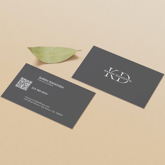 ダークモダングレーモノグラムプロフェッショナル 名刺