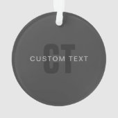 ダークモダングレー編集可能モノグラムデザインテンプレート オーナメント (裏面)