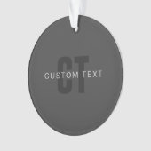 ダークモダングレー編集可能モノグラムデザインテンプレート オーナメント (正面)