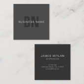 ダークモダングレー編集可能モノグラムデザインテンプレート スクエア名刺 (正面/裏面)