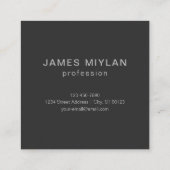 ダークモダングレー編集可能モノグラムデザインテンプレート スクエア名刺 (裏面)
