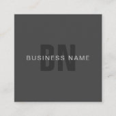 ダークモダングレー編集可能モノグラムデザインテンプレート スクエア名刺 (正面)