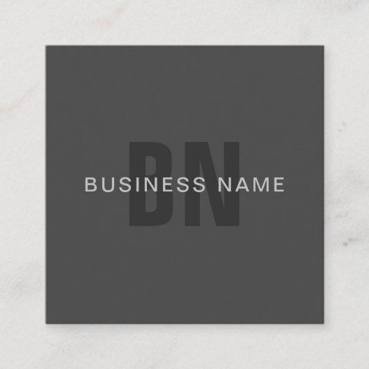 ダークモダングレー編集可能モノグラムデザインテンプレート スクエア名刺 (正面)