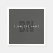 ダークモダングレー編集可能モノグラムデザインテンプレート スタンダードカクテルナプキン (正面)