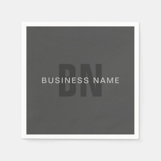 ダークモダングレー編集可能モノグラムデザインテンプレート スタンダードカクテルナプキン (正面)