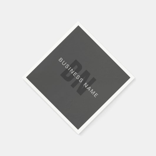 ダークモダングレー編集可能モノグラムデザインテンプレート スタンダードカクテルナプキン (角)