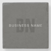 ダークモダングレー編集可能モノグラムデザインテンプレート ストーンコースター (正面)