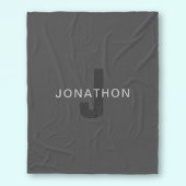 ダークモダングレー編集可能モノグラムデザインテンプレート フリースブランケット