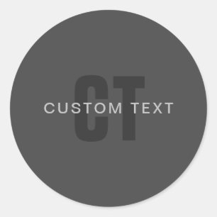 ダークモダングレー編集可能モノグラムデザインテンプレート ラウンドシール