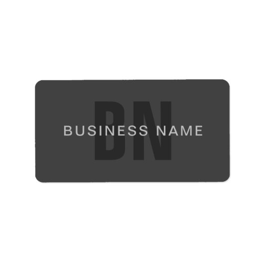ダークモダングレー編集可能モノグラムデザインテンプレート ラベル (正面)