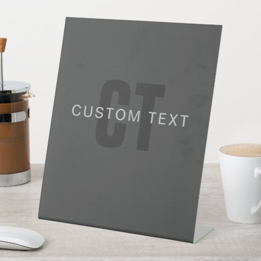 ダークモダングレー編集可能モノグラムデザインテンプレート 台座サイン (インサイチュ)