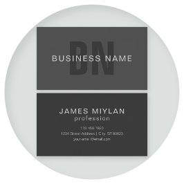 ダークモダングレー編集可能モノグラムデザインテンプレート 名刺
