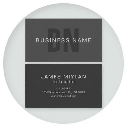 ダークモダングレー編集可能モノグラムデザインテンプレート 名刺