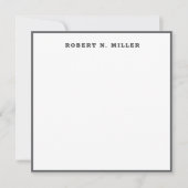 ダークモダンスチールグレイ縁どモノグラム ノートカード (正面)