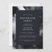 ダークモダンスモーキーグレイエレガントバチュラーパーティ 招待状 (正面)