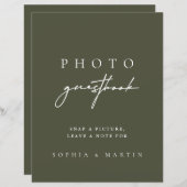 ダークモダンセージ緑のフォトゲストブックサイン (正面/裏面)