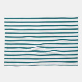 ダークモダンティール（緑がかった色）ストライプキッチンタオル キッチンタオル (横)