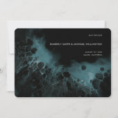 ダークモダンティール(緑がかった色)ブラックMoody Fluid Art結婚's セーブザデート (正面)