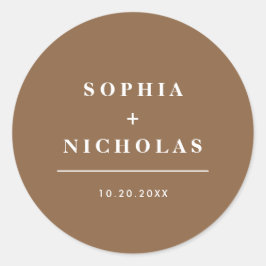 ダークモダントープミニマルエレガントな結婚式 ラウンドシール