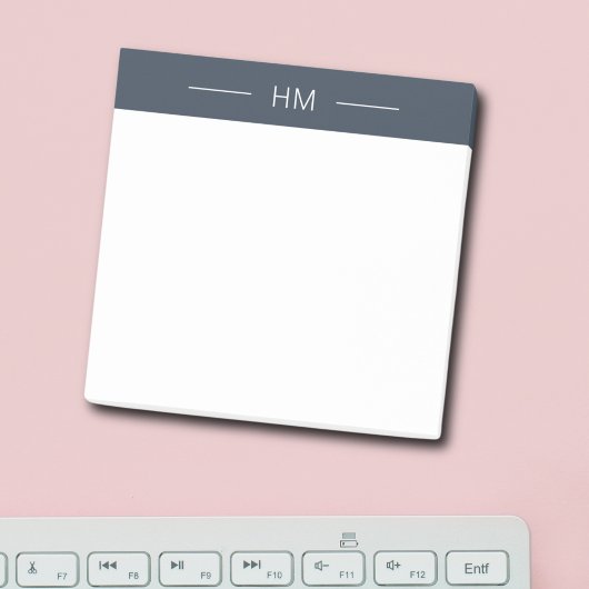 ダークモダンネイビーブルーモノグラムイニシャル ポストイット