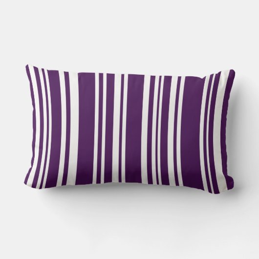 ダークモダンパープルとホワイトのストライプ装飾用クッション ランバークッション (裏面)