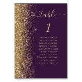 ダークモダンパープル金ゴールド結婚グリッター テーブルナンバー (正面)