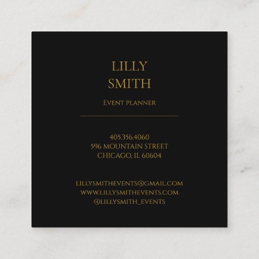 ダークモダンビジネスカード水彩フローラデザイン スクエア名刺 (裏面)